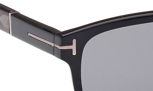 Shop Tom Ford Frances 58mm Polarized Square Sunglasses In Shiny Black Grey/smoke