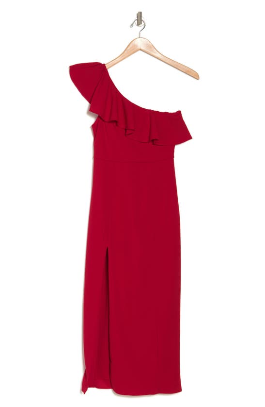 Show Me Your Mumu Florentine One-shoulder Midi Dress In Red Stretch