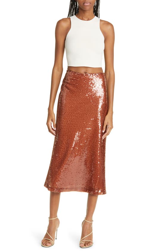 A.l.c Reese Sequined Skirt In Brown