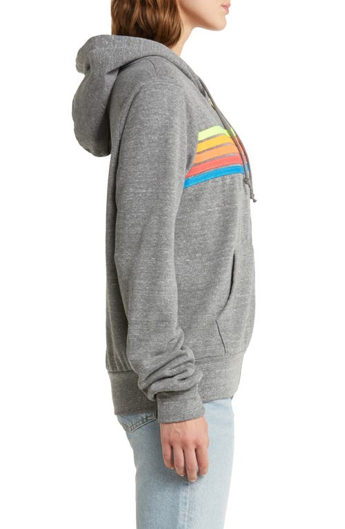 Shop Aviator Nation 5-stripe Zip Hoodie In Heather/neon Rainbow