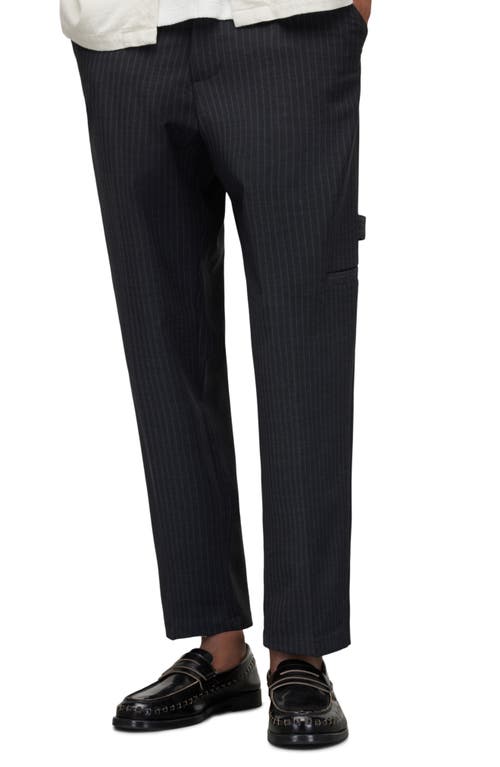 AllSaints Cairo Pinstripe Wool Blend Trousers in Charcoal at Nordstrom, Size 32