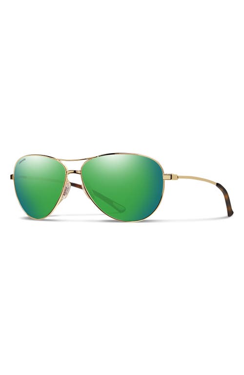 Shop Smith Langley 60mm Chromapop™ Polarized Aviator Sunglasses In Gold/green Mirror