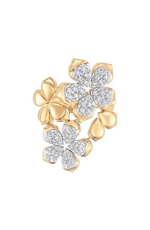 Lierren Flower Diamond Cluster Ring in Yellow Gold/Diamond