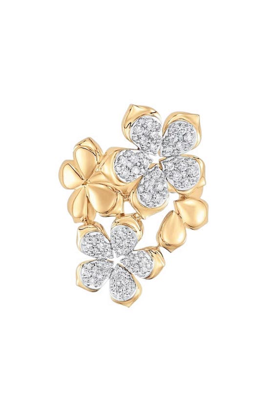 Shop Sara Weinstock Lierren Flower Diamond Cluster Ring In Yellow Gold/ Diamond