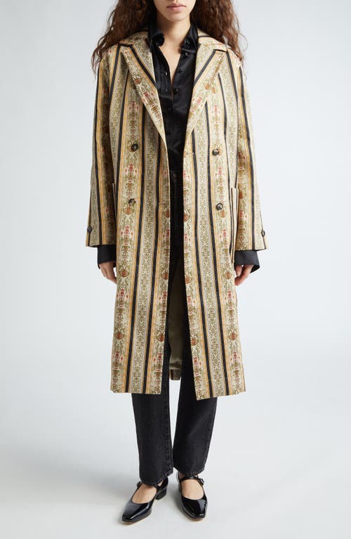 Bode Floret Brocade Double Breasted Coat Brown Multi at Nordstrom,