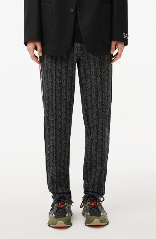 Shop Lacoste Regular Fit Geo Print Track Pants In Black/graphite