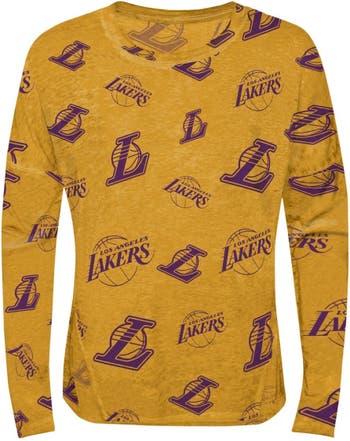 Outerstuff Girls Youth Gold Los Angeles Lakers Back in Action Long Sleeve T- Shirt
