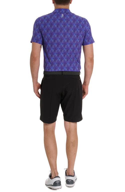 Shop Robert Graham Iron Skull 2 Print Performance Golf Polo In Purple