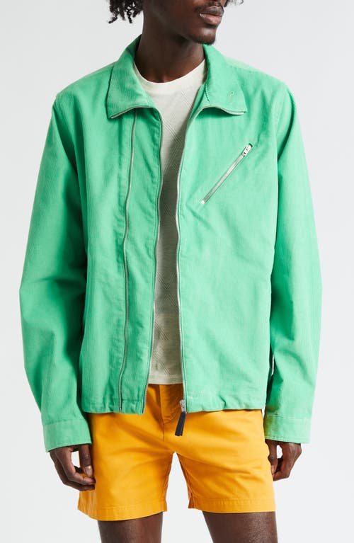 RANRA Kraka Zip Detail Cotton Corduroy Jacket Workwear Green 2166 at Nordstrom,