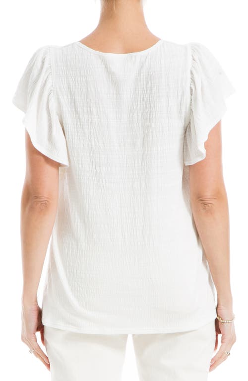 Max Studio Open Stitch Crinkle Top In White