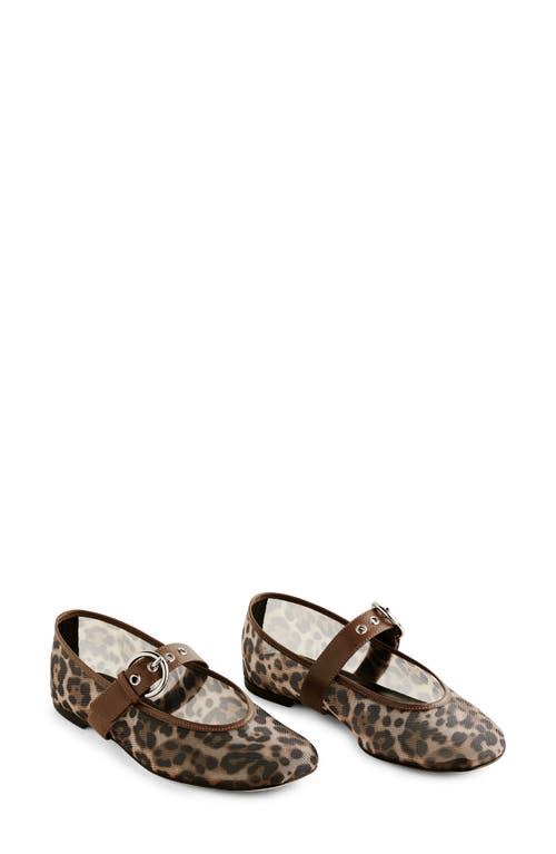 Shop Reformation Bethany Mary Jane Ballet Flat In Leopard Mesh