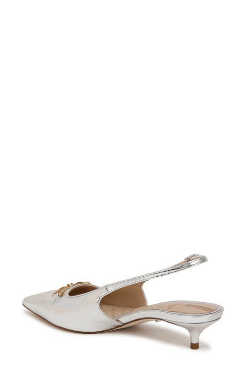 Sam Edelman Farrah Kitten Heel Pointed Toe Slingback Pump In Soft Silver