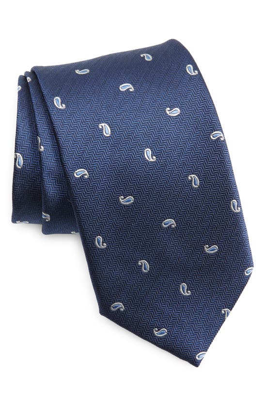 Shop David Donahue Neat Silk Tie In Navy