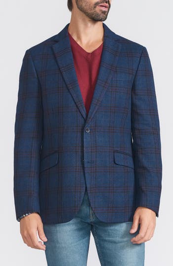 Savile Row Co Plaid Sport Coat In Navy