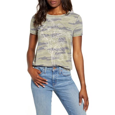 Lucky Brand Flower Logo Camo Tee, Green