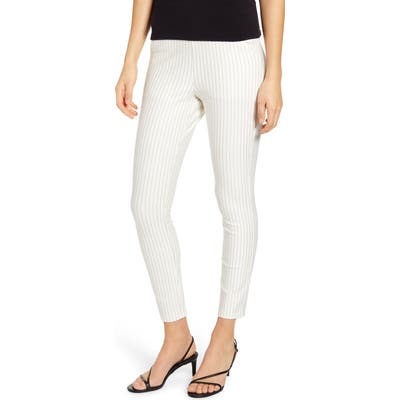 Hue Pinstripe Ponte Skimmer Leggings, White