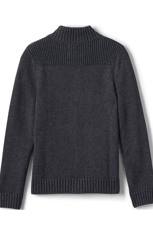 Lands' End School Uniform Boys Cotton Modal Zip Front Cardigan Sweater In Coal Heather