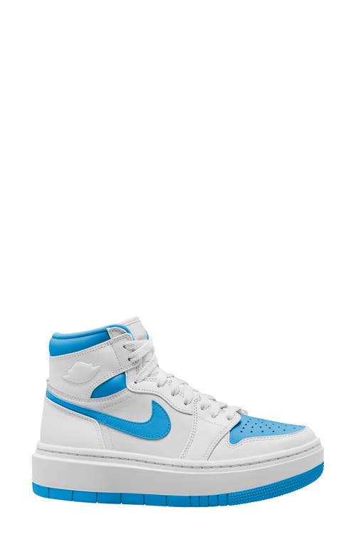 Air Jordan 1 Elevate High Top Sneaker in White/Dark Powder Blue/White