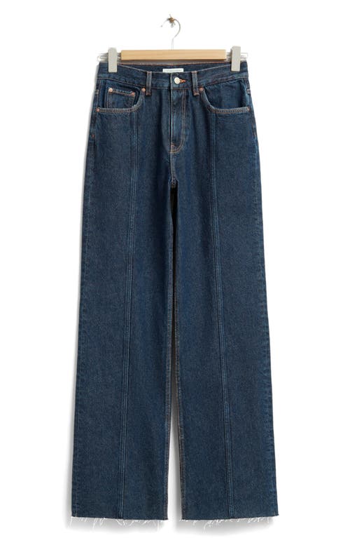 & Other Stories Raw Hem Straight Leg Jeans in Rinse Blue at Nordstrom, Size 30