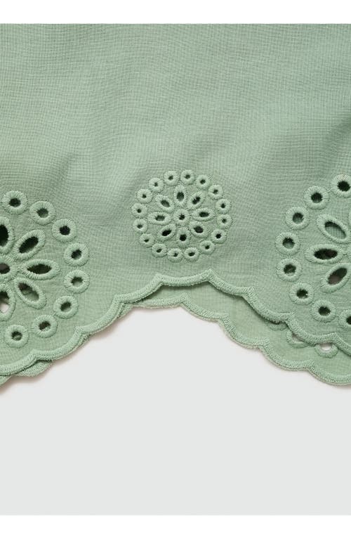 Mango Cotton Eyelet Shorts In Green