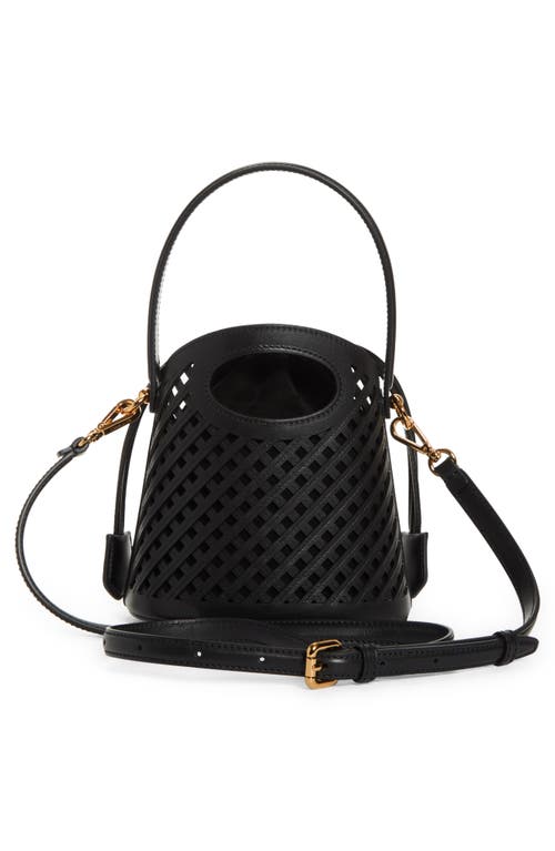 Shop Etro Small Saturno Lattice Leather Bucket Bag In N0000 Black