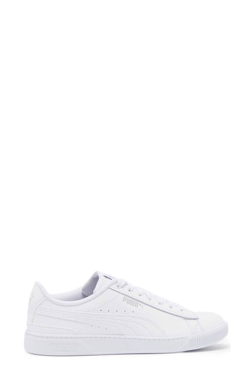 Shop Puma Vikky Leather Sneaker In  White/ Silver