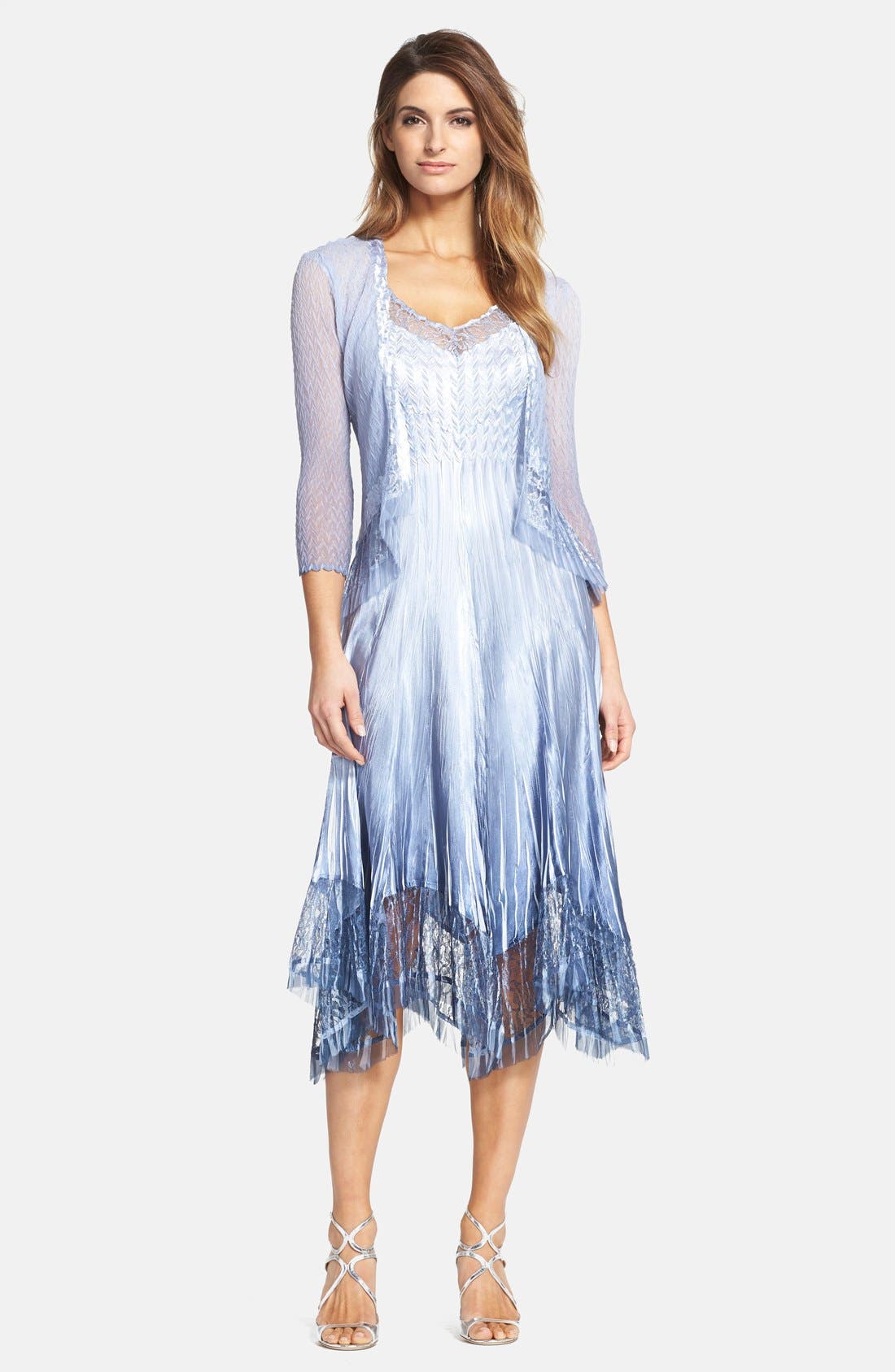 Komarov Lace & Charmeuse A-Line Dress With Chiffon Jacket | Nordstrom