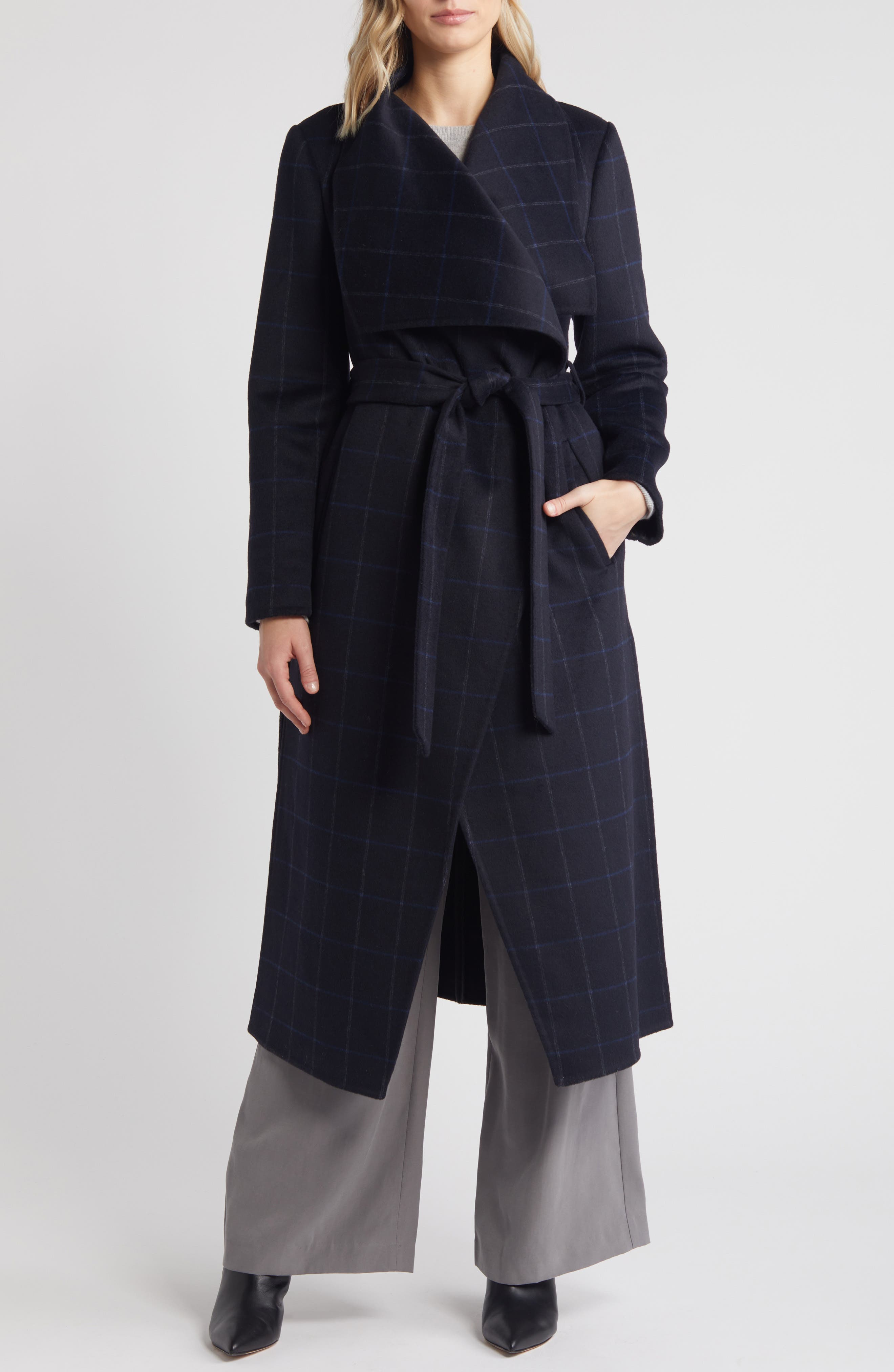 bcbg belted wrap coat