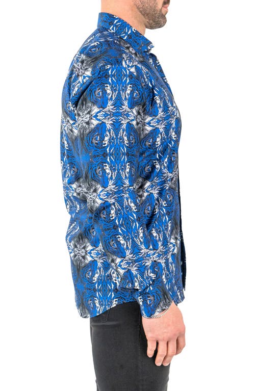 Maceoo Fibonacci Hiddentiger Blue Contemporary Fit Button-up Shirt In Blue