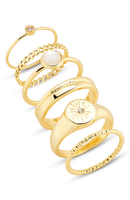 Shop Bp. Set Of 6 Rings In 14k Gold Dipped