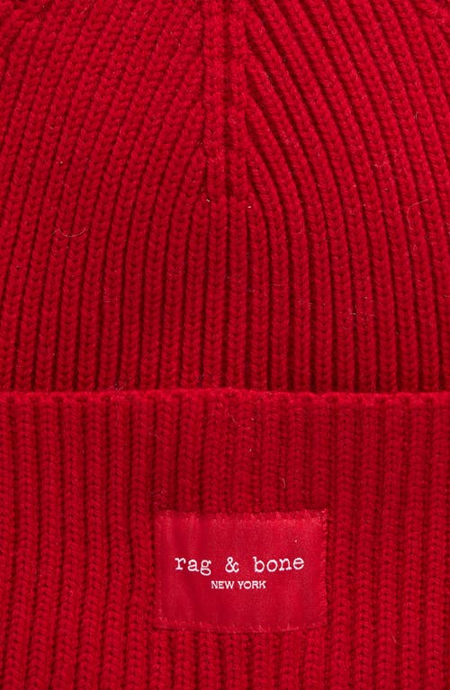 Shop Rag & Bone Blake Logo Patch Wool Blend Rib Beanie In Red