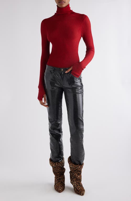 Shop Isabel Marant Jaelis Metallic Rib Turtleneck Sweater In Red