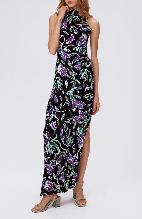 Shop Diane Von Furstenberg Libby Floral Maxi Dress In Tulip Fields Violet Lg