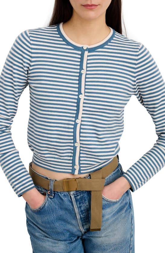 Alex Mill Albertina Striped Cotton Cardigan In French Blue/ White
