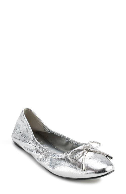 Shop Karl Lagerfeld Paris Velma Metallic Ballet Flat In Silver