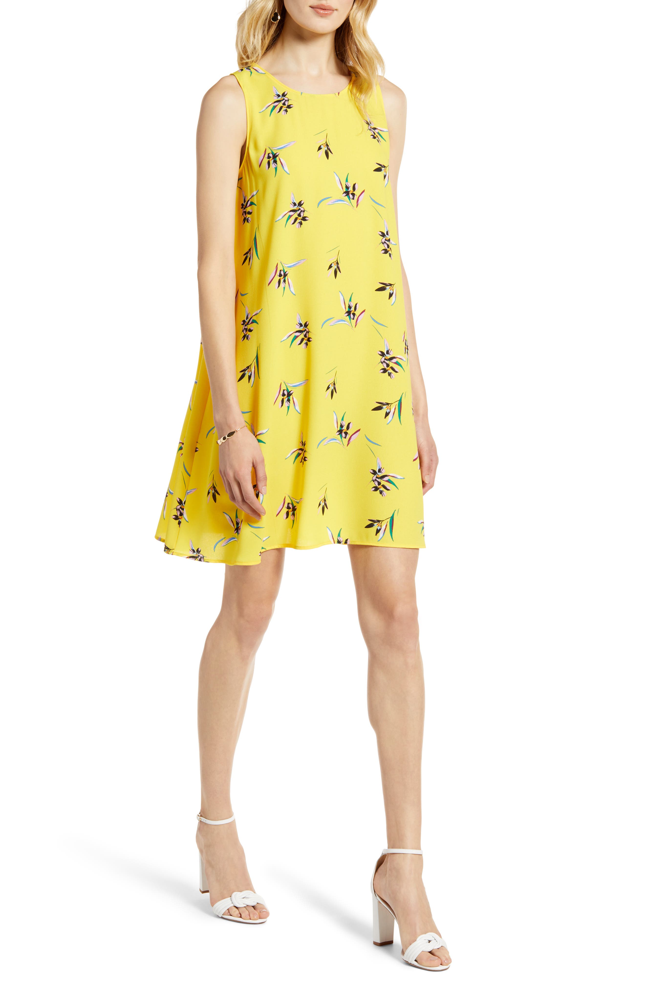 Petite Halogen A-Line Dress, Yellow