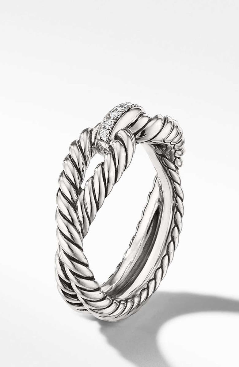 David Yurman Cable Loop Ring with Diamonds, Alternate, color, Sterling Silver/ Diamond