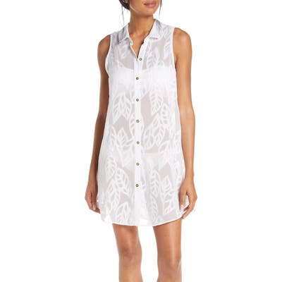Lilly Pulitzer Natalie Cover-Up Sleeveless Shirtdress, White