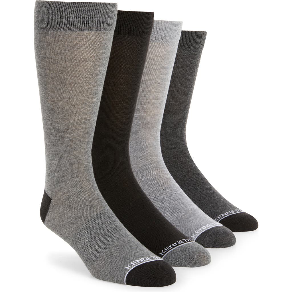 Shop Kenneth Cole 4-pack Feed Stripe Crew Socks In Grey/black