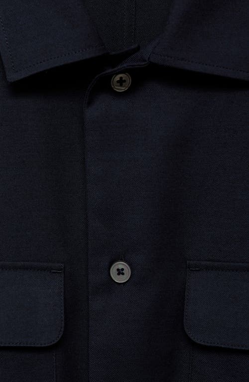 Shop Mango Pocket Slim Fit Overshirt In Dark Navy