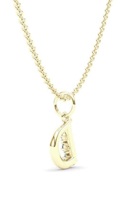 Hautecarat Graduated Lab-created Diamond Initial Letter Pendant Necklace In D - 18k Yellow Gold