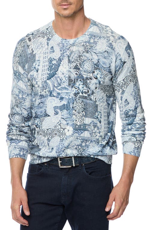 Shop Robert Graham Valtos Mosaic Paisley Cotton & Linen Sweater In Blue