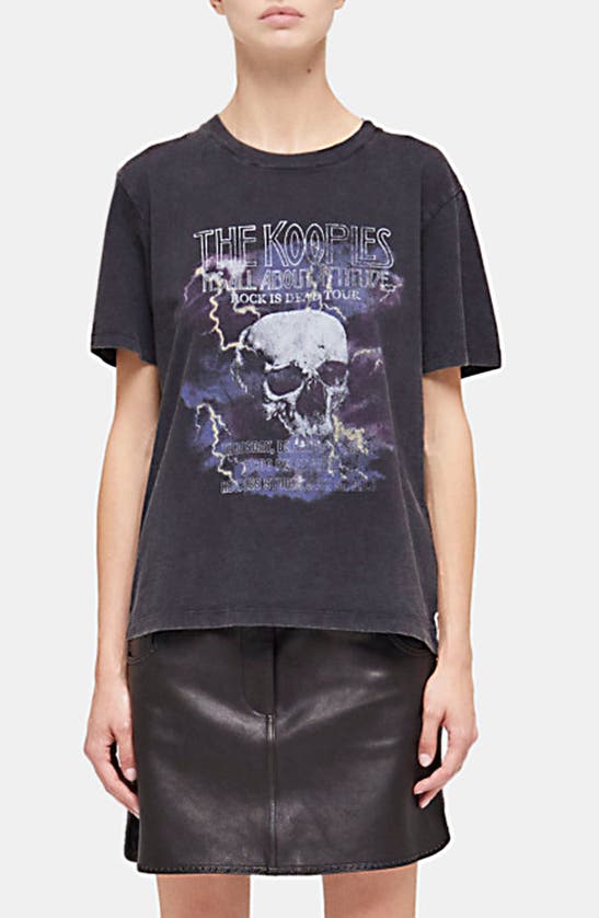 The Kooples Cheetah Graphic Jersey T-shirt In Black Washed
