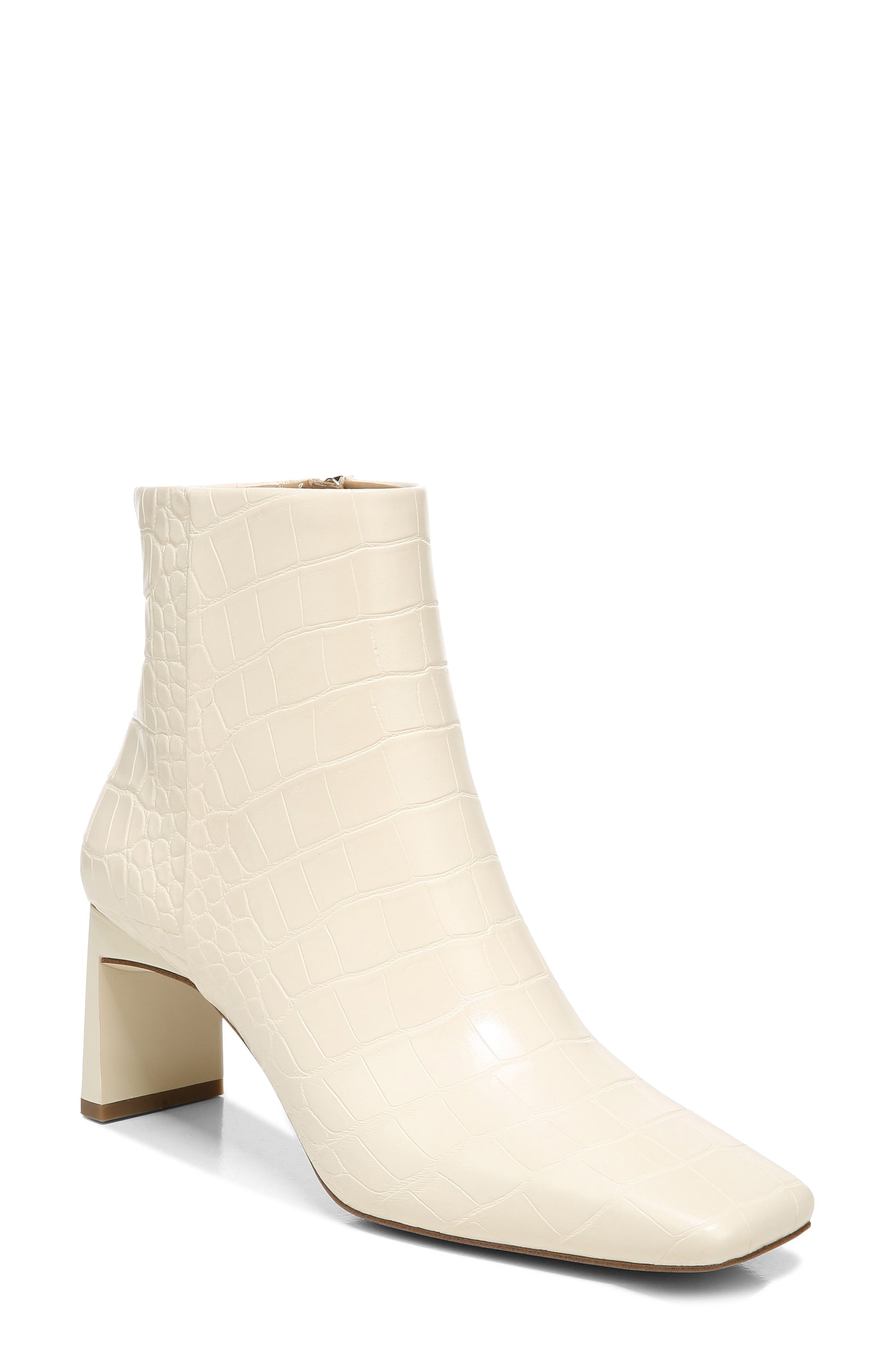 white block heel booties