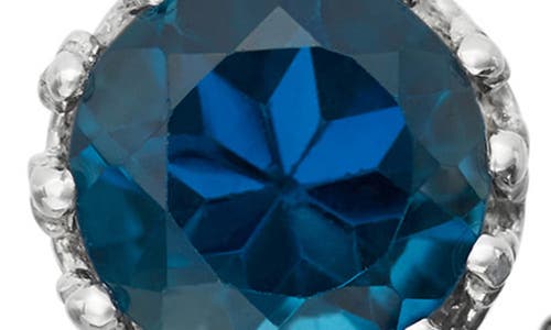 Fzn Sterling Silver Crown Stone Stud Earrings In London Blue Topaz-white