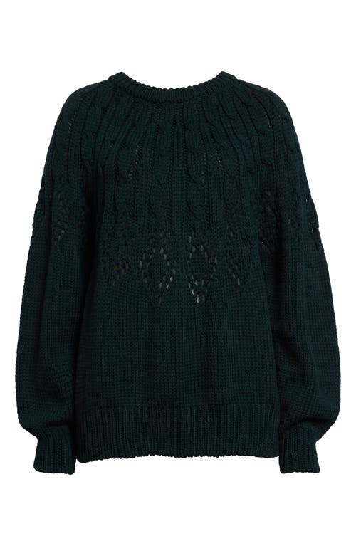 Shop A.l.c . Montie Merino Wool Cable Knit Sweater In Deep Emerald