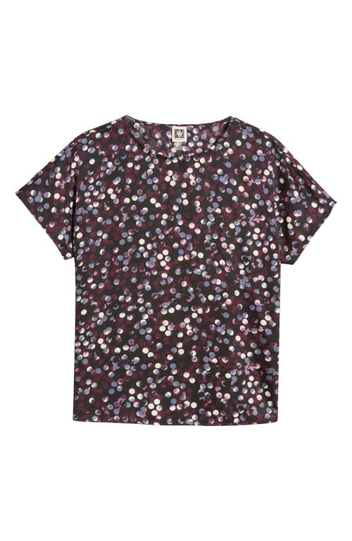 Anne Klein Polka Dot Short Sleeve Top In Anne Black/ Deep Plum Multi