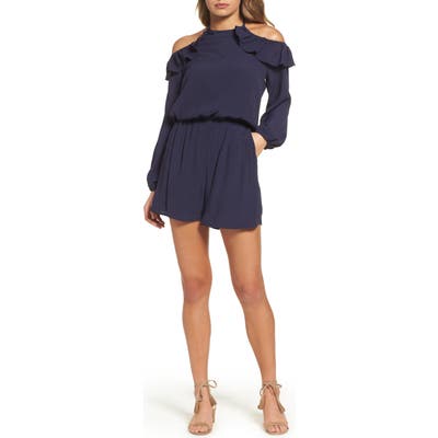 Fraiche By J Cold Shoulder Romper, Blue