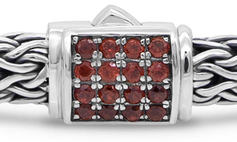 Shop Devata Sterling Silver Semiprecious Stone Chain Bracelet In Silver Red