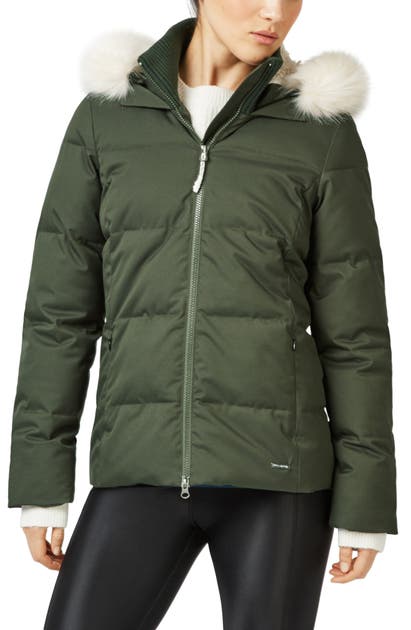 Sweaty Betty North Pole Quilted Primaloft Hooded Jacket With Faux Fur Trim  In Dark Forest Green | ModeSens